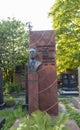 Moscow, Russia - 08.06.2023 - Memorial to the famous soviet russian radio presenter Yuriy Levitan at novodevichy cemetery. History