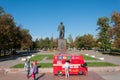 Moscow, Russia - 09.21.2015. Monument to famous painter Repin in Bolotnaya Square Royalty Free Stock Photo