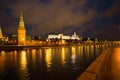 Moscow Kremlin With Illumination On Coast Of Moscow River In Evening Royalty Free Stock Photo