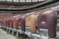 Moscow, Russia - 05.19.2018. New anti-vandal seats in the tribunes of the Luzhniki Stadium, which was reconstructed before FIFA