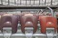 Moscow, Russia - 05.19.2018. New anti-vandal seats in the tribunes of the Luzhniki Stadium, which was reconstructed before FIFA