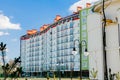 Moscow, Russia, NOVEMBER 2018. Butovo district, new building, panoramic view into the territory near the house, new houses, Royalty Free Stock Photo