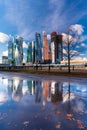 Moscow, Russia - November 9, 2018: Moscow City Towers in autumn day. Moscow city structure: modern buildings of MIBC Royalty Free Stock Photo