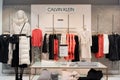 Moscow, Russia, November 2020: Corner of the Calvin Klein brand. Luxury fashion. Mannequins are dressed in winter collection