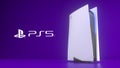 Moscow, Russia - November 6 2020: Game console PlayStation 5 on purple background. 3d rendering