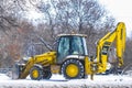 Tractor works on a construction in Moscow