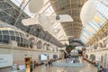 Moscow, Russia - November 28, 2018: Interior exhibition in the Space pavilion at VDNH. Modern museum of russian cosmos