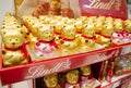 Lindt chocolate Teddy bears in gold foil and with a red heart pendant