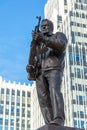 Moscow, Russia - November 2. 2017. The monument to M. Kalashnikov, designer of AK-47 on Oryzheyny lane. Royalty Free Stock Photo