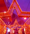 MOSCOW, RUSSIA - NOVEMBER 2018: New Year 2019 and Christmas New Year`s decoration of a street in the form of a tunnel of stars