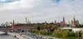 MOSCOW, RUSSIA - NOVEMBER 18, 2020: panorama of the center of Moscow, view of the Kremlin, red square, St. Basil`s Cathedral and