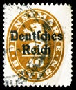 Postage stamp printed in German Realm shows Official Bavaria stamp (24/3/1920) - Optd 'Deutfches Reich', Official Stamps serie, Royalty Free Stock Photo