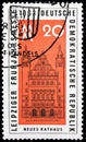 Postage stamp printed in Germany, Democratic Republic, shows Neues Rathaus, New Town Hall, Leipzig Spring Fair serie, circa 1963