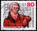 Postage stamp printed in Germany shows Carl Maria von Weber (composer), serie, circa 1986