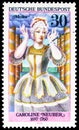 Postage stamp printed in Germany shows Friederike Caroline Neuber (1697-1760) as Medea, Famous German Actresses serie, circa 1976