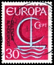 Postage stamp printed in Germany shows Ship, Europa (C.E.P.T.) serie, circa 1966 Royalty Free Stock Photo