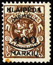 Postage stamp printed in Memel Territory shows Print I on officiel stamp, Klaipedia - Memel serie, circa 1923