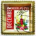 Postage stamp printed in Netherlands shows Candle, December Stamps serie, circa 2010