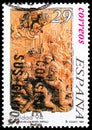 Postage stamp printed in Spain shows Adoration of the Magi, Christmas serie, circa 1994 Royalty Free Stock Photo