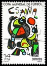 Brightly coloured poster by Joan Miro, Football World Cup Spain -82, serie, circa 1982 Royalty Free Stock Photo