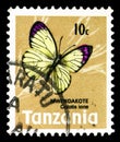 Postage stamp printed in Tanzania shows Bushveld Purple Tip (Colotis ione), Butterflies serie, 10 Tanzanian senti, circa 1973