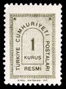 Postage stamp printed in Turkey shows Value in an arc, Official Stamps 1963 serie, circa 1963