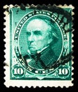 Postage stamp printed in United States shows Daniel Webster (1782-1852), former United States Senator, 1890-1893 American Bank