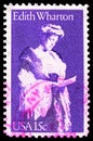 Postage stamp printed in United States shows Edith Wharton (1862~1937), novelist, Literary Arts Series serie, circa 1980