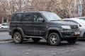 MOSCOW. RUSSIA.NOVEMBER ,23.2018:Powerful modern Russian SUV UAZ patriot parked in Moscow