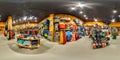 MOSCOW RUSSIA NOVEMBER 21 2017 Shop goods for extreme sports. 3D spherical panorama, 360 viewing angle