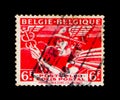 Parcel Post: Mercury - `Belgie - Belgique`, serie, circa 1945 Royalty Free Stock Photo