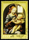 Bennois Madonna 1478, Leonardo da Vinci (1452-1519), Foreign Paintings in Soviet Museums serie, circa 1971 Royalty Free Stock Photo