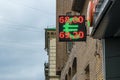 MOSCOW, RUSSIA - NOVEMBER 27, 2016: Street display showing currency exchange rate for euro and ruble