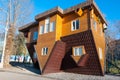 Moscow, Russia-November 06: An Upside-down house in VDNKh park,an upside-down car parked in the driveway on November 06,2015.