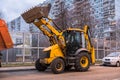 MOSCOW, RUSSIA,NOVEMBER,22.2018: Widespread model of the universal backhoe loader of JCB Company Great Britain.