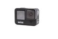 Moscow, russia - Novemner 11, 2020: new flagship action camera gopro hero 9 black. front view, isolated white background Royalty Free Stock Photo