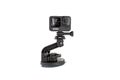 Moscow, russia - Novemner 11, 2020: new flagship action camera gopro hero 9 black on original accessory mount tripod. isolated on Royalty Free Stock Photo