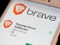 Moscow, Russia - October 16, 2018 - Brave Browser on display