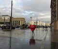 Moscow, Russia, October 12, 2017. A man in a heart suit