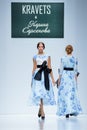Model walk runway for KRAVETS and KARINA SARSENOVA catwalk at Spring-Summer 2017-2018 Season Moscow Fashion Week. Royalty Free Stock Photo