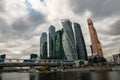 MOSCOW, RUSSIA - OCTOBER 24, 2017: Modern skyscrapers of the Moscow International Business Centre MIBC on the Moscow river embankm Royalty Free Stock Photo