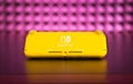 MOSCOW, RUSSIA - October 08, 2019: Nintendo Switch Lite is Nintendos latest entry into handheld gaming. Priced at $199.99, the