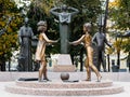 Moscow, Russia - October 8, 2020: Part of the sculptural composition `Children - victims of adult vices` Royalty Free Stock Photo