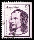 Postage stamp printed in Australia shows Caroline Chisholm, Famous Australians (1st series), 5 c - Australian cent, circa 1968