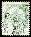 Postage stamp printed in Belgium shows Heraldy, Heraldic blazon serie, 1 c - Belgian centime, circa 1893 Royalty Free Stock Photo