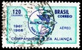 Postage stamp printed in Brazil shows 5th birth Progress Aliance, circa 1966