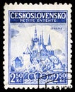 Postage stamp printed in Czechoslovakia shows Katedral of Saint Vitus in Prague, Little Entente serie, circa 1937