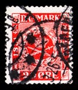 Postage stamp printed in Denmark shows 75th Anniversary of the first Danish stamps, 20 ore - Danish ore, Danish Stamp History