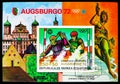 Postage stamp printed in Equatorial Guinea shows Canoe slalom C2, Summer Olympics 1972, Munich: Events in Augsburg serie, circa