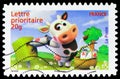Postage stamp printed in France shows Humorous cow by Alexis Nesmes, Smiles serie, circa 2007